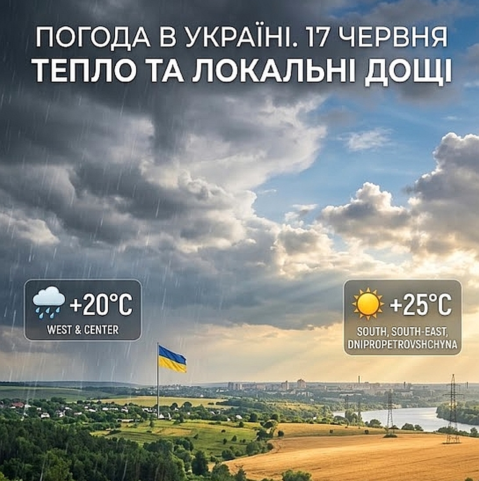 Вертикальний колаж погоди в Україні 17 червня