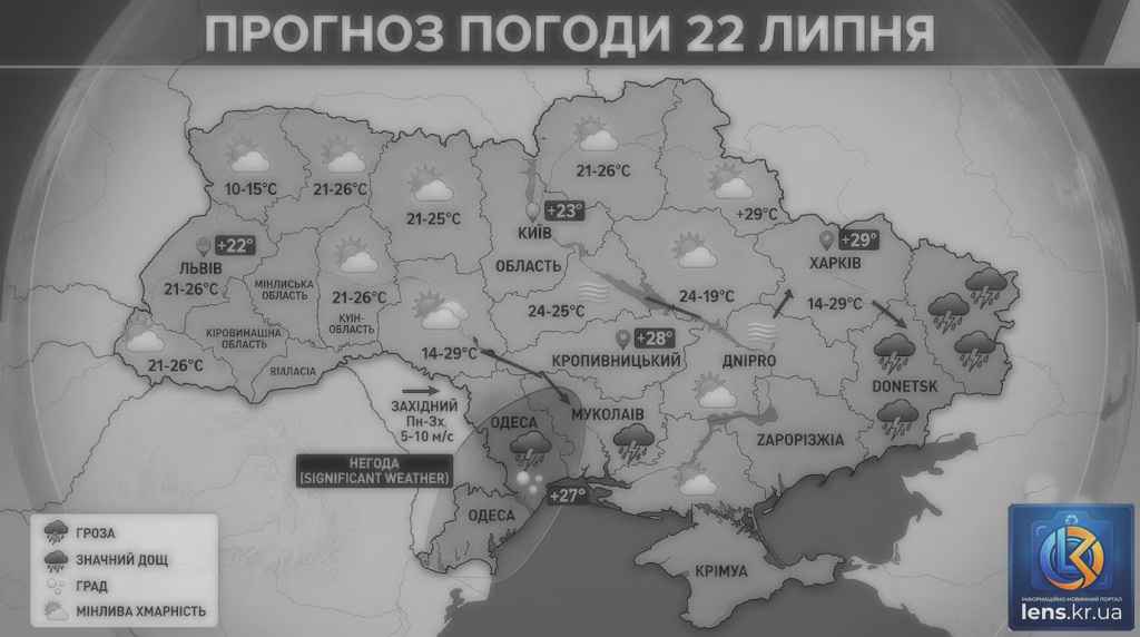 прогноз погоди в Україні на 22 липня