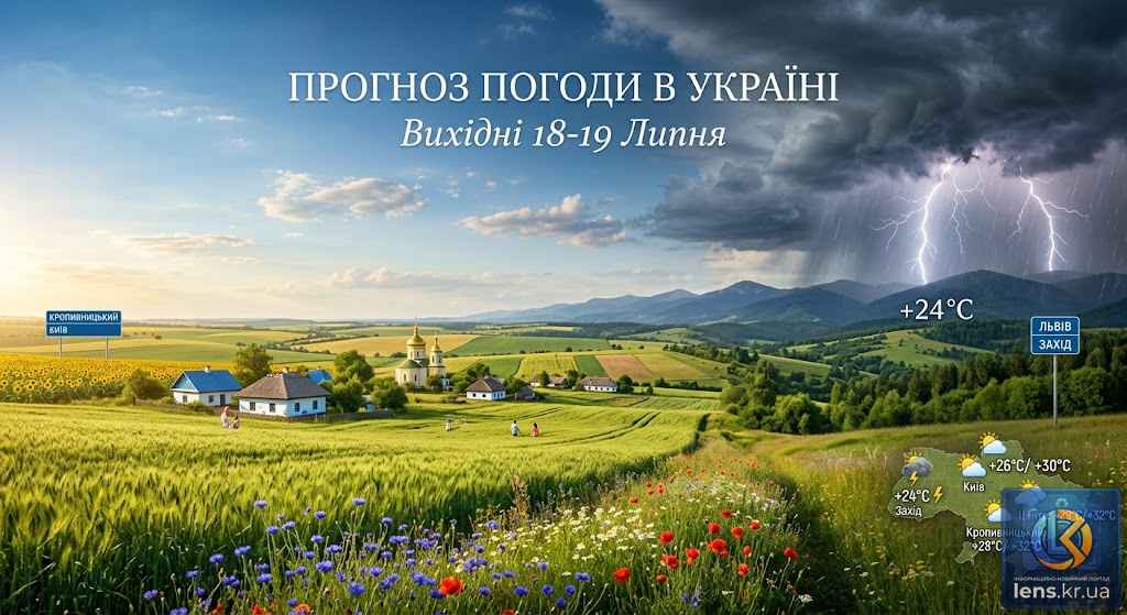 Сонце за хмарами над зеленим полем, що ілюструє прогноз погоди в Україні на вихідні.
