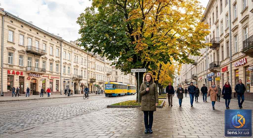 Осінній прогноз погоди на 2 вересня у місті з жовтим листям на деревах